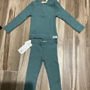 Mar Mar Teal Long Sleeve ribbed Pajama Set